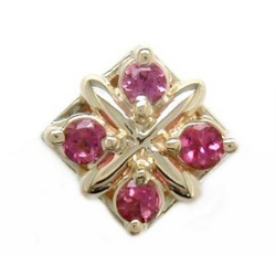 A4055 14K SLIDE WITH GOLD X AND PINK TOURMALINE 